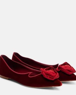 Roger Vivier Rose Vivier Velvet Ballet Flats - Red