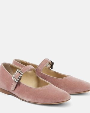 Le Monde Beryl Velvet Mary Jane Flats - Pink