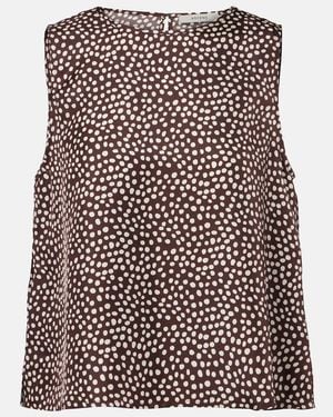 Asceno Sofia Silk Twill Top - Brown