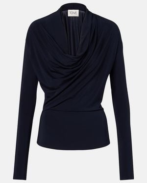 TOVE Fina Draped Jersey Top - Blue