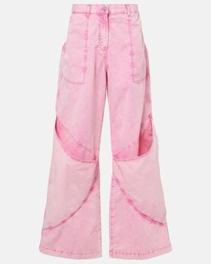The Attico Mid-Rise Cotton Canvas Wide-Leg Pants - Pink