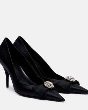 Balenciaga Avenue Palazzo 90 Embellished Satin Court Shoes - Black