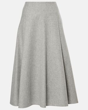 Brunello Cucinelli Wool And Cashmere Flannel Midi Skirt - Gray