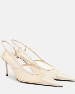 Saint Laurent Renee Mesh And Leather Slingback Court Shoes - White