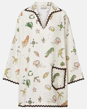 ALÉMAIS Printed Linen Minidress - Natural