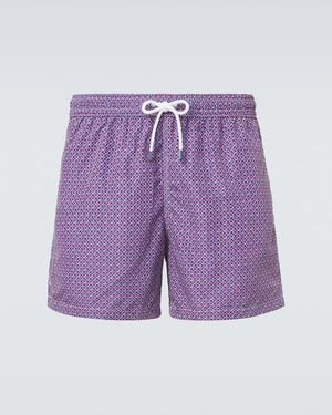 Fedeli Madeira Printed Swim Trunks - Purple
