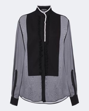 Tom Ford Blusa De Chifon De Seda - Negro