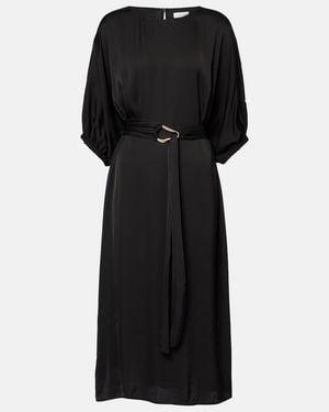 Velvet Laurel Satin Midi Dress - Black