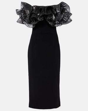 Rebecca Vallance Lumi Frill-Detail Midi Dress - Black