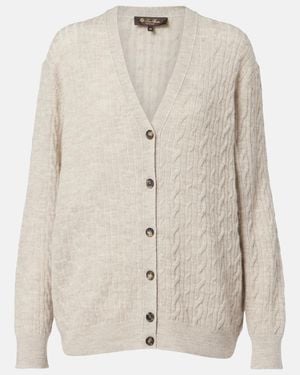 Loro Piana Walnut Wool, Cashmere, And Silk Cardigan - White