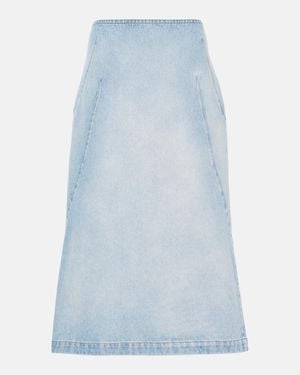Dries Van Noten Denim Midi Skirt - Blue