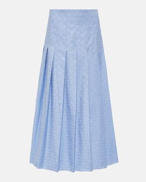 Gucci Gg Supreme Oxford Cotton Skirt - Blue