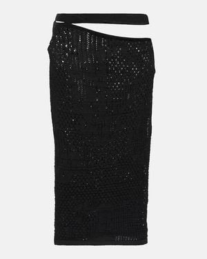 Roberta Einer Cutout Cotton Knit Midi Skirt - Black