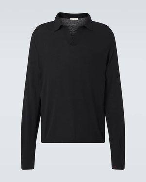 The Row Stafford Silk Polo Shirt - Black
