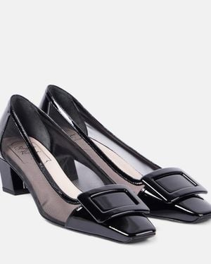Roger Vivier Belle Vivier 45 Leather-Trimmed Mesh Court Shoes - Black