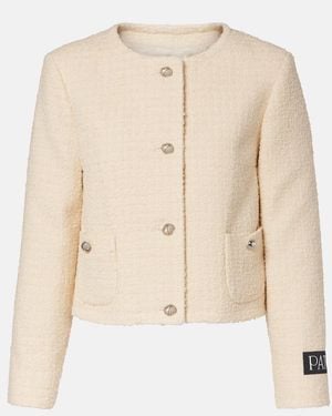 Patou Logo Wool-Blend Boucle Jacket - Natural