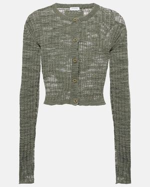 Acne Studios Cardigan En Mezcla De Lino - Verde
