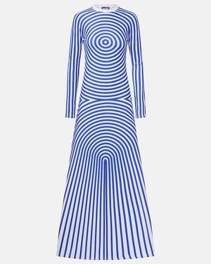 Jean Paul Gaultier Printed Jersey Maxi Dress - Blue