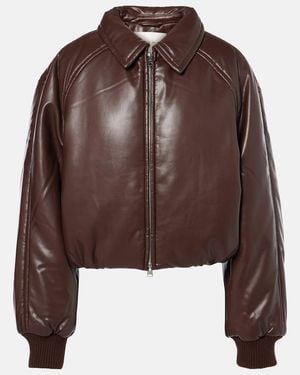 Agolde X Shoreditch Ski Club Tate Faux Leather Bomber Jacket - Brown