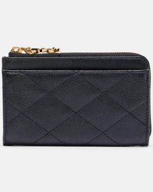 Saint Laurent Cassandre Bijou Quilted Leather Card Case - Black