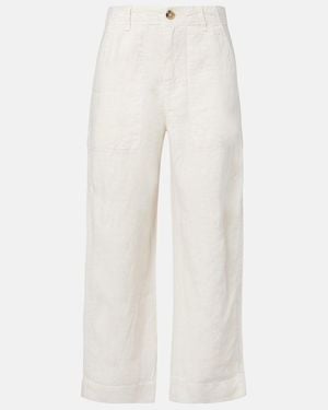 Velvet Issa Linen Barrel-Leg Trousers - White