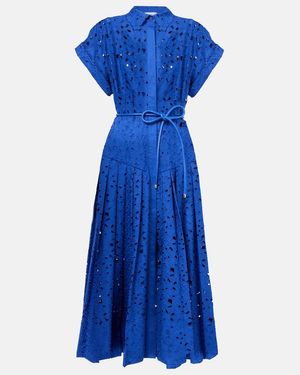 Rebecca Vallance Floral Cotton Lace Shirt Dress - Blue