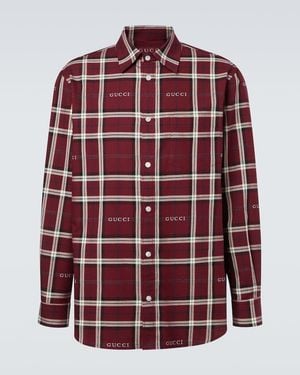 Gucci Script Plaid Cotton Jacquard Shirt - Red