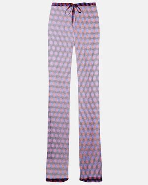Dries Van Noten Polka-Dot Silk Straight Trousers - Purple