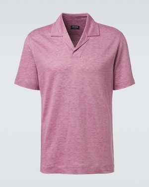 ZEGNA Linen Polo Shirt - Pink