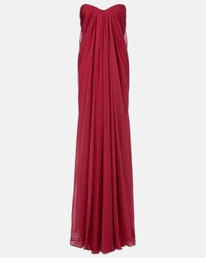 McQueen Draped Silk Gown - Red