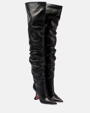 AMINA MUADDI Olivia 95 Leather Over-The-Knee Boots - Black