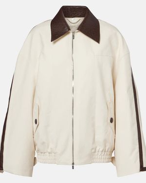 JACQUES WEI Leather-Trimmed Cotton Jacket - Natural