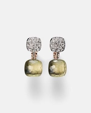 Pomellato Ohrringe Nudo Toi Et Moi Aus 18Kt Rose- Und Weissgold Mit Diamanten Und Prasiolith - Mettallic