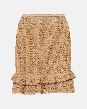 Anna Kosturova Brigitte Crochet Cotton Miniskirt - Natural