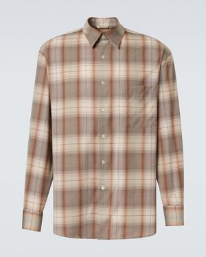 AURALEE Checked Wool Shirt - Brown