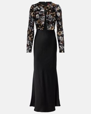 Max Mara Lastra Sequined Tulle Maxi Dress - Black