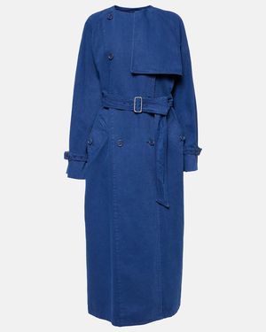 Max Mara Calao Cotton Canvas Trench Coat - Blue