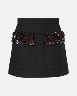 Plan C Sequined Wool-Blend Miniskirt - Black