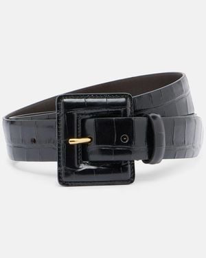 Nour Hammour Soma Croc-Effect Leather Belt - Black