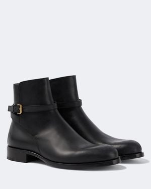 The Row Nobilis Leather Ankle Boots - Black