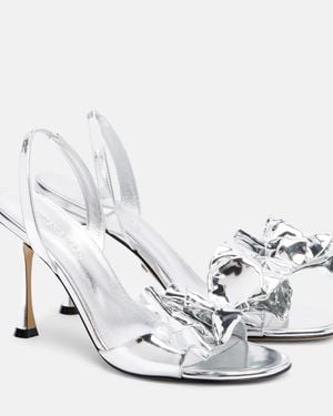 Mach & Mach Le Cadeau 95 Mirrored Leather Sandals - White