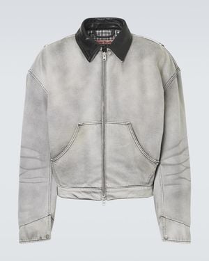 Acne Studios Jeansjacke Mit Leder - Grau