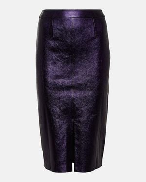 Stouls Carmen Metallic Leather Midi Skirt - Blue