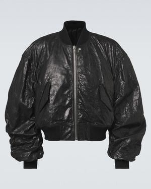 Rick Owens Secchia Flight Leather Bomber Jacket - Black