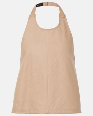 Wardrobe NYC Halterneck Cotton-Blend Drill Top - Natural