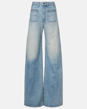 KHAITE Delmonico Cotton Straight Trousers - Blue