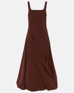 Jonathan Simkhai Olivia Draped Cotton-Blend Poplin Midi Dress - Brown