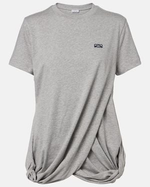 Loewe Double L Draped Cotton Jersey T-Shirt - Gray