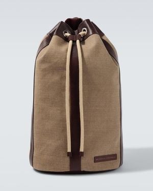 Brunello Cucinelli Rucksack Aus Canvas Mit Leder - Braun