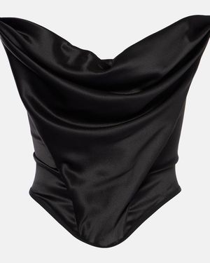 Magda Butrym Draped Silk-Blend Satin Corset - Black